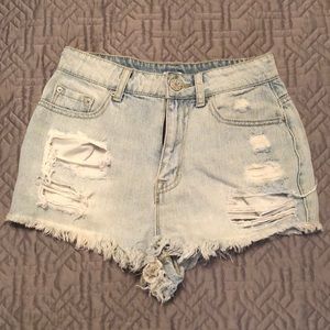 BDG cheeky high waisted light denim shorts 26W